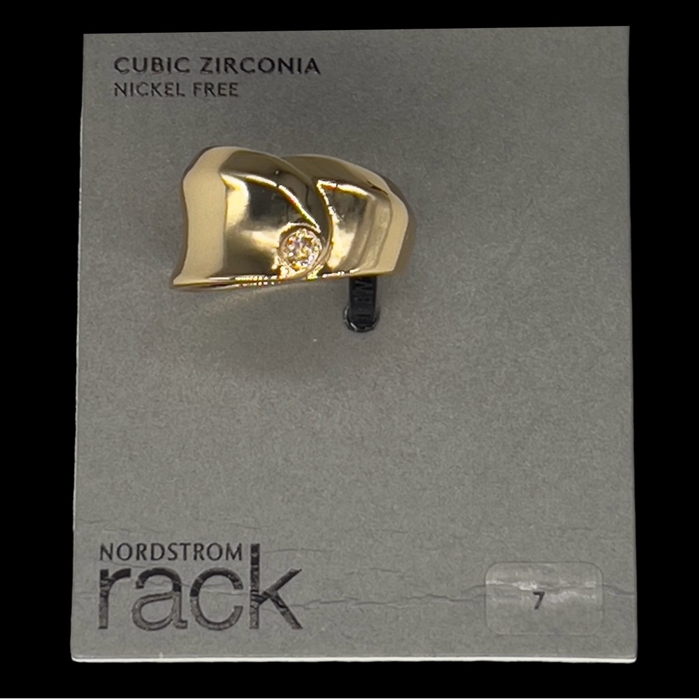 Nordstrom Rack Ring Size 7 Gold Tone Cubic Zirconia Nickel Free Ring Size 7 NWT - Picture 2 of 10